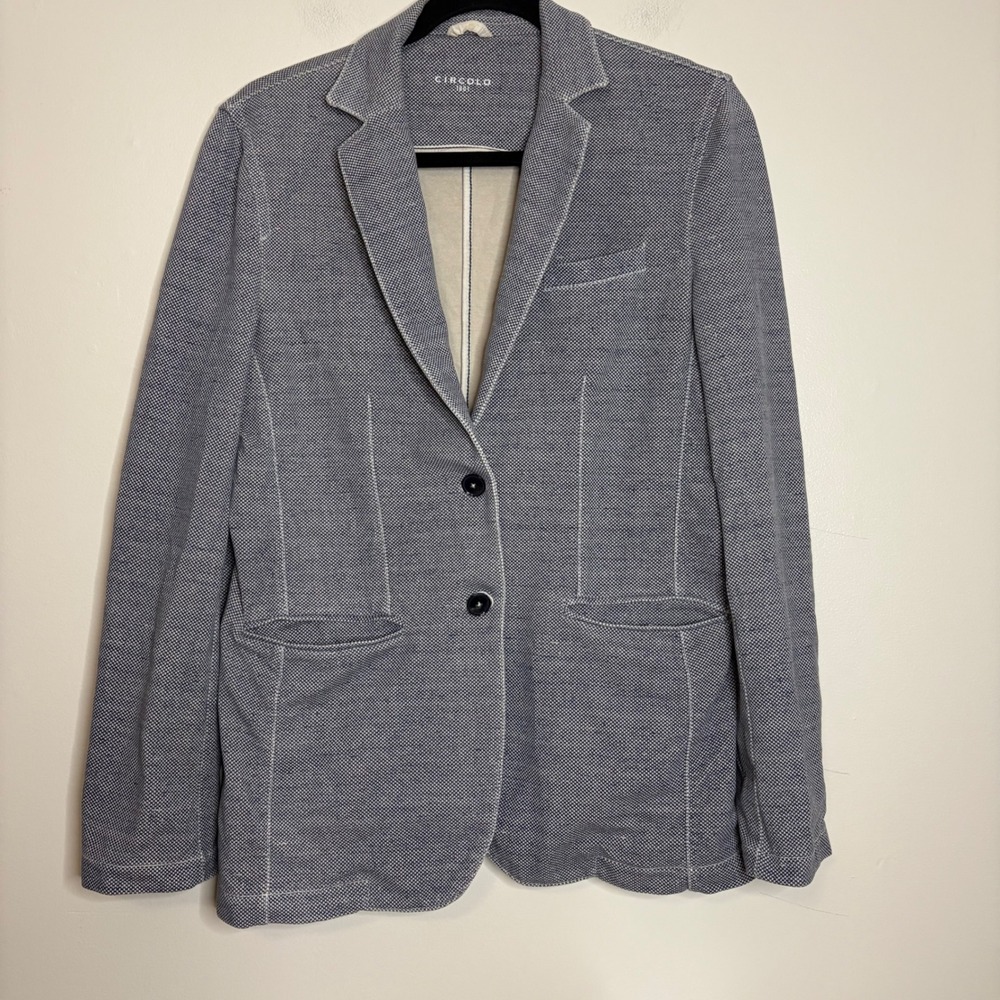 Circolo 1901 Blazer Jacket Size 46 IT Navy Blue Cotton Blend Jersey Knit Classic